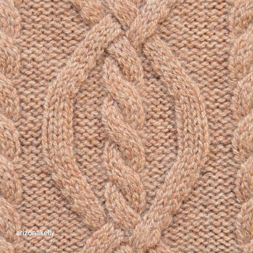 NWOT Caroline Grace Cashmere Tan Cable Knit Scarf - Picture 6 of 9